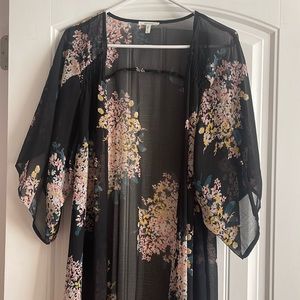 Maurices black kimono with flowers